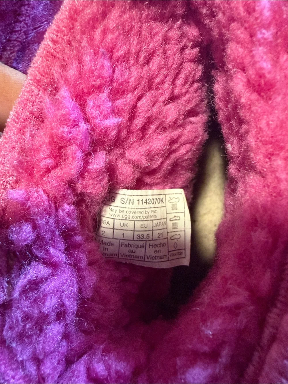 UGG Kids Plush Magenta Slip-On Booties